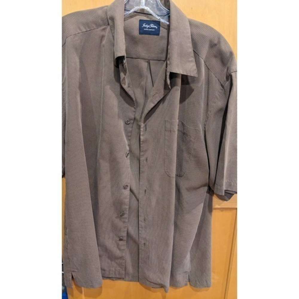 Indigo Palms Denim Co.‎ Men’s Shirt short Sleeve Button Up Size Large brown